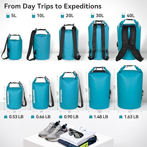 MARCHWAY Floating Waterproof Dry Bag Backpack 5L/10L/20L/30L/40L, Roll Top Sack Keeps Gear Dry for Kayaking, Rafting, Boating, Swimming, Camping, Hiking, Beach, Fishing - color: Teal, size: 5L