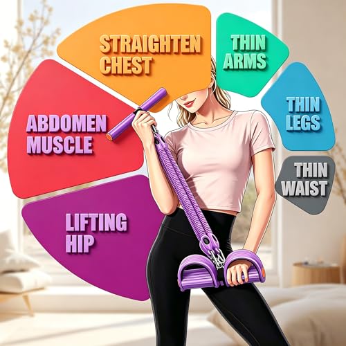 Bands for Foot Pedal Resistance Band with Handle, Adjustable Multifunction Bands for Sit up Exercise/Home Yoga Workout Fitness/Abdomen Waist Arm Leg Strength Slimming Training Bodybuilding