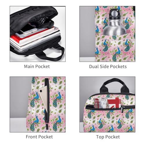 Casual Travel Rucksack Beautiful Peacock Pink, Self-Standing, Mesh Side Pockets, for Cycling & Weekends - color: Picture (48)