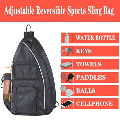 Pickleball Bag - Pickleball Bags for Women Men - Pickleball Backpack - Travel Pickleball Paddle Case, Pickle Ball Bag for Pickleball Paddle Tennis Racket, Protable Pickleball Sling Bag - color: Black