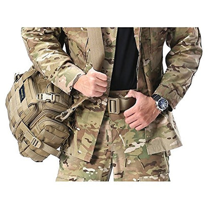 SHANGRI-LA Tactical Range Bag Outdoor Sling Backpack Hiking Fanny Waist Pack - color: Tan