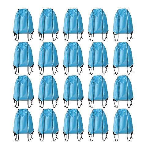 Drawstring Backpack Bulk 20 Pcs Draw String Backpack Bags DIY Gym Sports Traveling Yoga Cinch Bag Sackpack Drawstring (Sky Blue light blue) - color: Sky Blue