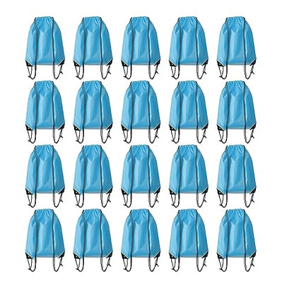 Drawstring Backpack Bulk 20 Pcs Draw String Backpack Bags DIY Gym Sports Traveling Yoga Cinch Bag Sackpack Drawstring (Sky Blue light blue) - color: Sky Blue