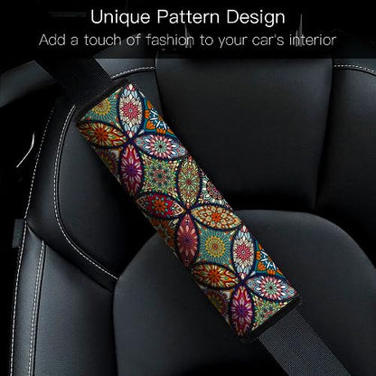Car Seat Belt Pad Cover, 2-Pack Soft Car Safety Seat Belt Strap Shoulder Pad for Adults and Children, Suitable for Car Seat Belt, Backpack, Shoulder Bag (Pretty Mandala) - color: Pretty Mandala