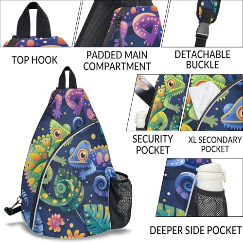 Pickleball Bag for Women Men Adjustable Crossbody Sling Backpack Hold Pickleball Paddle Water Bottle - color: Multicolor 1