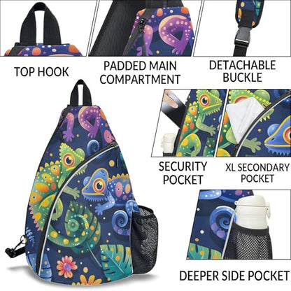Pickleball Bag for Women Men Adjustable Crossbody Sling Backpack Hold Pickleball Paddle Water Bottle - color: Multicolor 1