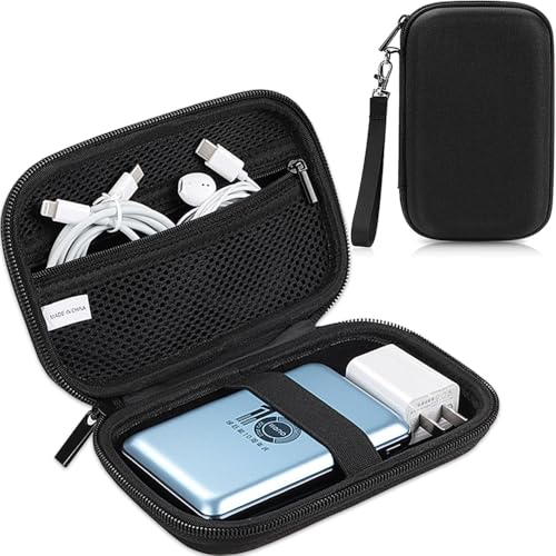 CAAORDKSO Hard Travel Electronic Organizer Case, Electronics Accessories Organizer Pouch Bag for External Hard Drive, Power Bank, Chargers, Cable, Cord, Mouse, Earphones Small Portable Accessories Bag - color: Black