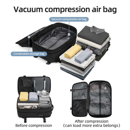 Men Travel Backpack vacuum compression Laptop Backpack Large Capacity Backpack 17 inch Extended Hiking Business backpack (black) - color: Black