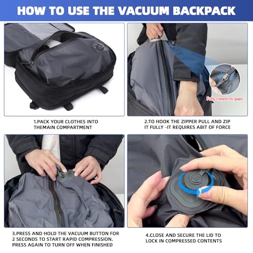 TPAID Vacuum Backpack 28L-46L with Built-in Pump, Fits 19" Laptop - size: 19 IN