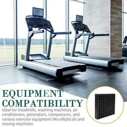 4 Pack Exercise Equipment Mat, Heavy Duty Thick Steel Embedded Rubber Pad, for Treadmills, Washing Machines, dryers, Non Slip Noise Reduction, 4 x 4 x 0.8 Inches