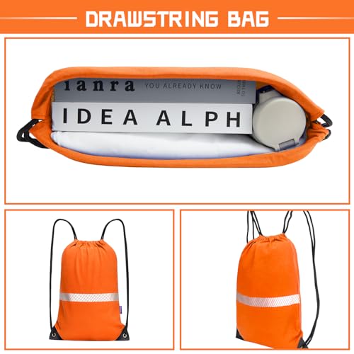 AYKRM Customizable Orange Drawstring Backpack Bag work Sackpack logo - color: Orange-logo