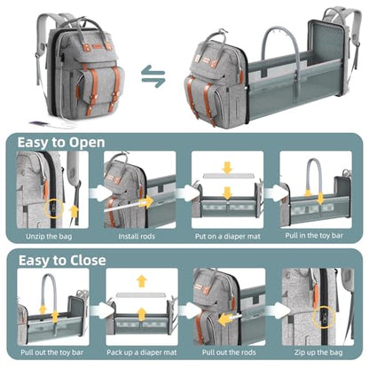 ISMGN Diaper Bag Backpack with Changing Station, Large Diaper Bag, Baby Bag, Multifunctional Diaper Bag, Gray - color: Upgrade Dark Grey