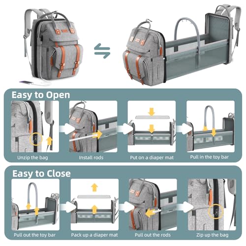 ISMGN Diaper Bag Backpack with Changing Station, Large Diaper Bag, Baby Bag, Multifunctional Diaper Bag, Gray - color: Upgrade Dark Grey