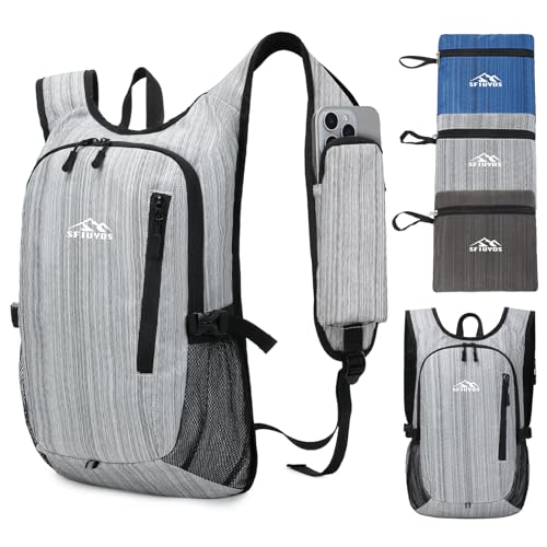 Small Hiking Daypack,15L Waterproof Hiking Backpack Packable Lightweight Travel Day Pack for Women Men (Oxford Grey) - color: Oxford Grey