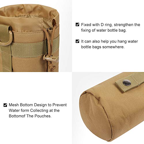 3 Pack Molle Pouch Combo Water Bottle Pouch Holder Tactical Molle Pouches Compact Utility Waist Bag Pack - color: Combo A:Khaki
