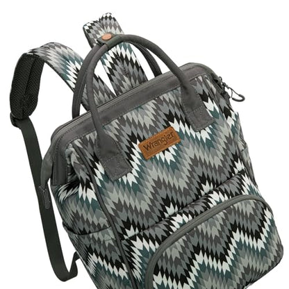 Montana West Wrangler Aztec Callie Diaper Bag Backpack with Stroller Straps Multifunction Baby Travel Bag WG2211-9110BK - color: Classic Stripe Black