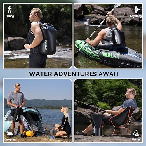 MARCHWAY Floating Waterproof Dry Bag Backpack 5L/10L/20L/30L/40L, Roll Top Sack Keeps Gear Dry for Kayaking, Rafting, Boating, Swimming, Camping, Hiking, Beach, Fishing - color: Black, size: 5L