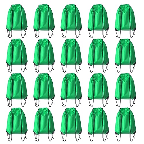 Drawstring Backpack Bulk 20 Pcs Draw String Backpack Bags DIY Gym Sports Traveling Yoga Cinch Bag Sackpack Drawstring (Green) - color: Green