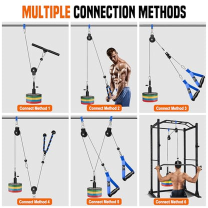 SERTT Weight Cable Pulley System Gym, Upgraded Cable Pulley Attachments for LAT Pull Down, Biceps Curl, Tricep, Arm Workouts - Home Gym Add On Equipment - color: Blue