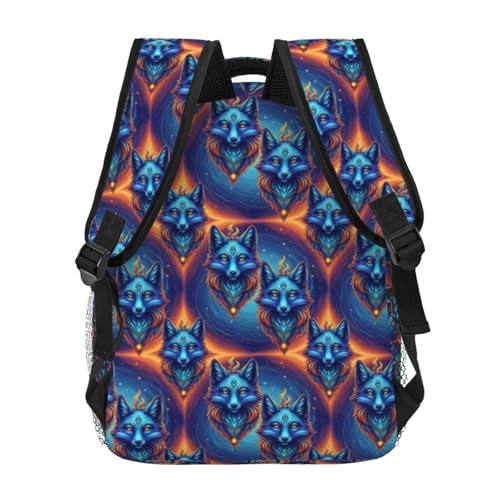 Casual Travel Backpack Mythical Creature Kitsune Fox Art for Men Women, Lightweight Water Resistant Commuter Daypack with Laptop Compartment and Side Mesh Pockets - color: Pattern (1)