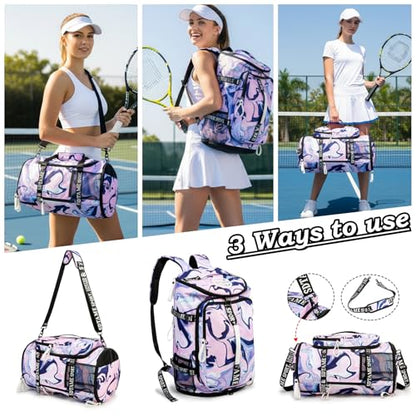 Gym Duffle Bag Backpack with Shoe Compartment,4 ways Travel Backpack for Women and Men,Multi-Functional Weekender bag with Waterproof Layer&Laptop Compartment for Fitness, Travel,Camping - color: Purple