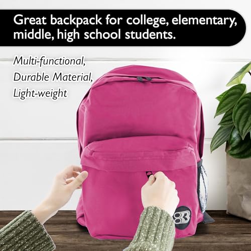 BAZIC 1056 Classic Backpack, Fuchsia, 17" - color: Fuchsia, size: 17"