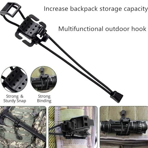 Tactical Gear Molle Clips, Multipurpose Backpack Binding Clip Walking Stick Fixed Clip Outdoor Hook Backpack Accessories for Clipping Gear to Backpack