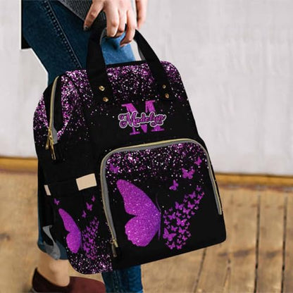 MyPupSocks Personalized Diaper Backpack Butterfly, Custom Butterfly Diaper Bag Baby Nappy Bags Fashion Shoulder Casual Daypack Bag for Mom Baby Girls Boys Travel Hiking - color: Color 20