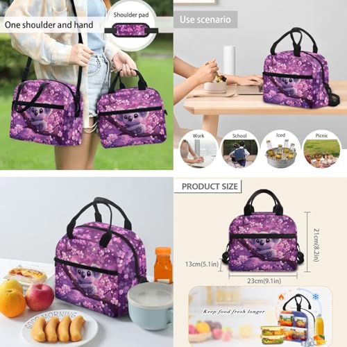 Flashideas Cherry Blossom Koala Backpack for Girls Kids Backpack with Lunch Box 32 oz Water Bottle and Water Bottle Bag 4Pcs Set 17" Cute Bookbag with Compartments for School Lightweight School Bag - color: Cherry Blossom Koala