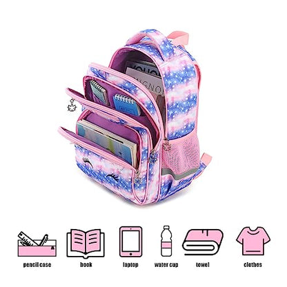 Cusangel Backpack for Girls Boys School Bookbags Kindergarten Elementary Lightweight Waterproof Multifunctional Large Capacity for Backpack (16 inch Sky Unicorn Fun Prints) | SKy Unicorn Elementary lightweight Waterproof Large Backpack with chest buckle 6