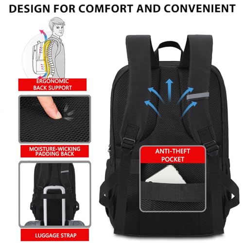 MAXTOP Travel Laptop Backpack Business Anti-theft Backpacks[Water Resistant] College Bookbag Fits 18.4 Inch Laptop - color: Iron Black, size: 18.4 inch, style: Daypack Backpacks