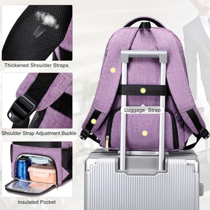 BOVIP Travel Backpack For Men Women,40L Carry On Backpack Flight Approved,TSA Personal Item Travel Bag Fits 17 Inch Laptop,Business Weekender Overnight Daypack Purple - color: Black Purple