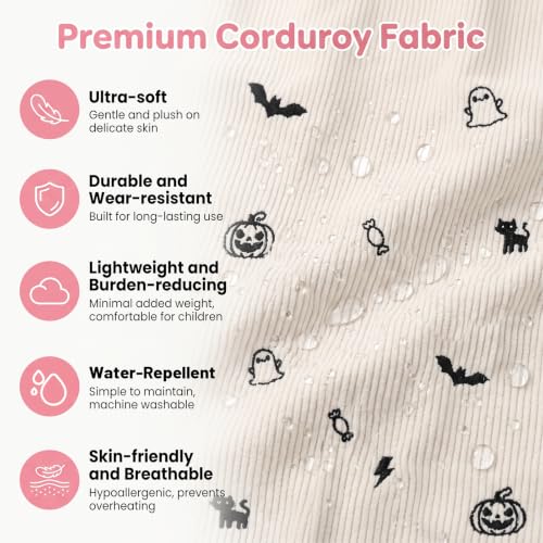mygreen Corduroy Backpack with Cute Embroidery School Bag skateboard Gray - color: Kateboard Gray