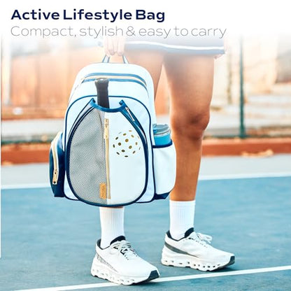 Net & Style Pickleball Backpack With Paddle Holder Large Capacity Bag For Men And Women With Ball Pocket Water Bottle Storage Stylish Lightweight Design For Outdoor Sports And Travel Use