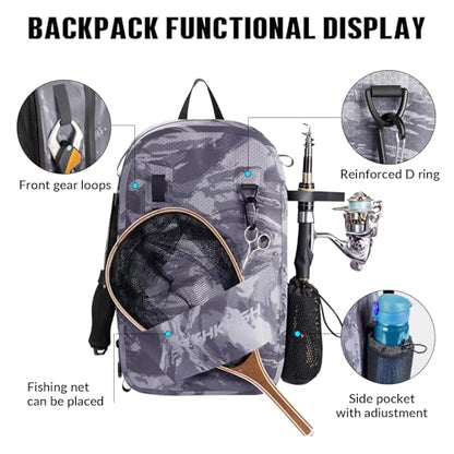 THKFISH IPX8 Waterproof Fishing Backpack with Rod Holder, Lightweight Fishing Sling Bag, Move Freely Fish Gifts for Men - color: Camo-sling Bag