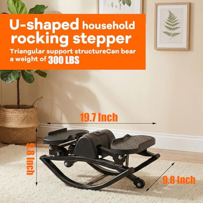 Rocking Stepper for Exercise at Home Portable Lateral Rock Stepper from Side to Side with Resistant Bands and Non-Slip Mat - Black