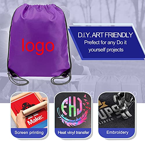 BeeGreen 20 pieces Wholesale Purple Drawstring Backpack Bags Cinch Bags Bulk Heavy Duty String Backpack Machine Washable Halloween Sackpack Outdoor Sport Bags for Women Men - color: Purple