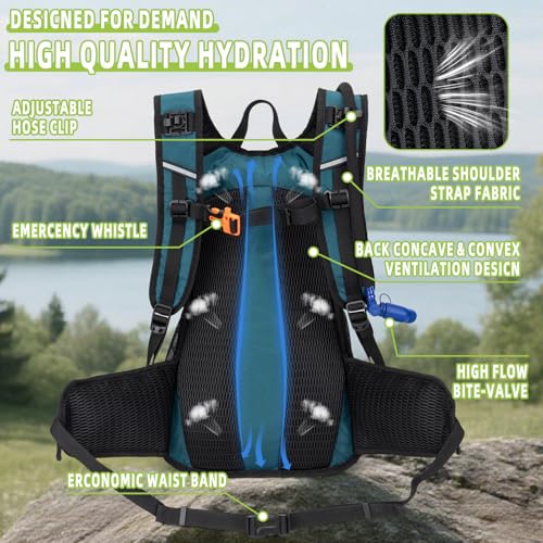 Hydration Backpack, Lightweight Water Backpack for Hiking with 3L Leak Proof Water Bladder, Insulated Hydration Pack Ideal for Hiking and Cycling, 18L