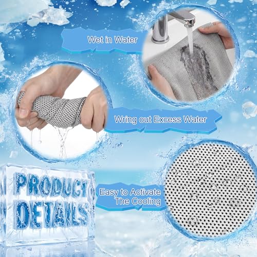Honoson 20 Pcs12x25 Inch Cooling Hoodie Towel Bulk for Neck and Face 40x12 Inch Quick Dry Sweat Towels Instant Ice Cold Towel for Hot Weather Run Yoga Gym(Light Gray) - color: Light Gray