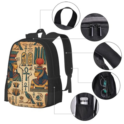 Slim Anti Theft Laptop Backpack Egyptian Murals, Large Volume Travel Daypack Durable Polyester Carry Bag for Office Business Outdoor Trekking - color: Design (1323)