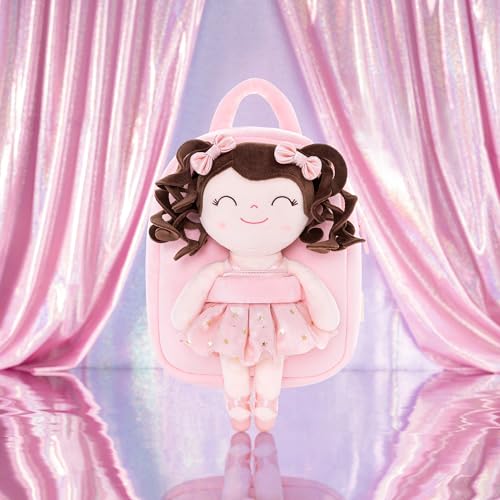 Gloveleya Toddler Backpack Baby Ballerina Girl Gifts Plush Curly Hair Ballet Backpack - Champagne Pink 9 inches - color: A0001, size: 9 inches