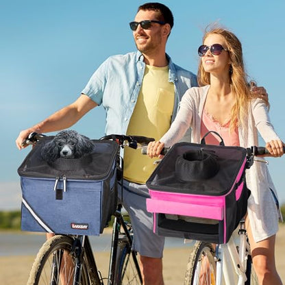 Pet Carrier Bicycle Basket Bag Pet Carrier/Booster Backpack for Dogs and Cats with Big Side Pockets,Comfy & Padded Shoulder Strap,Travel with Your Pet Safety（Classic Blue） - color: Classic Blue