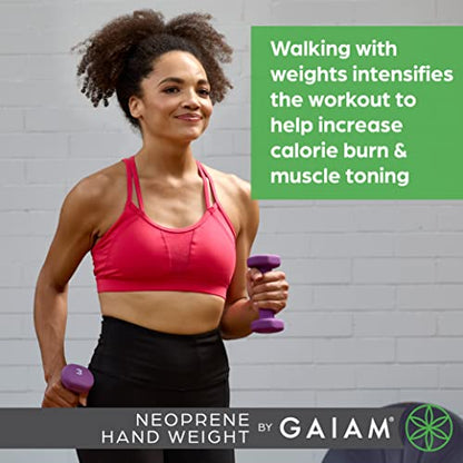Gaiam Dumbbell Hand Weight (Sold in Singles) - Neoprene Coated Exercise & Fitness Dumbbell for Home Gym Workouts and Strength Training - Free Weights for Women and Men - size: 3lb