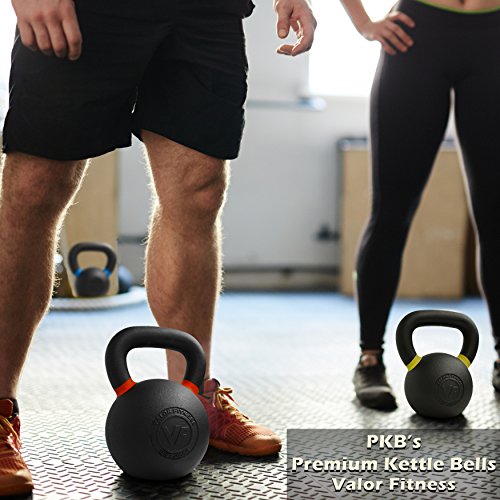 Valor Fitness Premium Cast Iron Kettlebells Powder Coated Kettle Bell Weights - Includes LB and KG Weight - color: D: 25LB