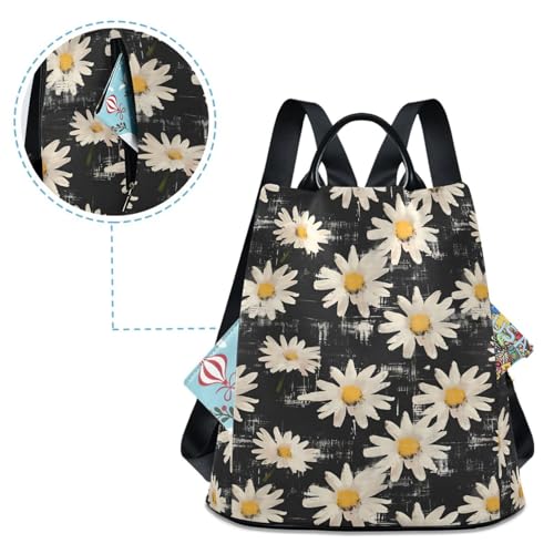 MNSRUU Women Backpack Purse Flowers with Black Backpack for Women Anti-theft Shoulder Bag Carry On Backpack Lightweight Rucksack Fashion Travel Ladies Bags - color: Flower I9295