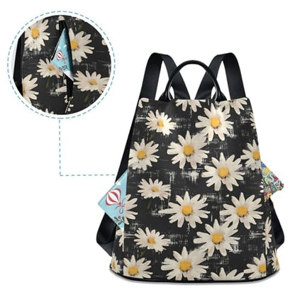 MNSRUU Women Backpack Purse Flowers with Black Backpack for Women Anti-theft Shoulder Bag Carry On Backpack Lightweight Rucksack Fashion Travel Ladies Bags - color: Flower I9295