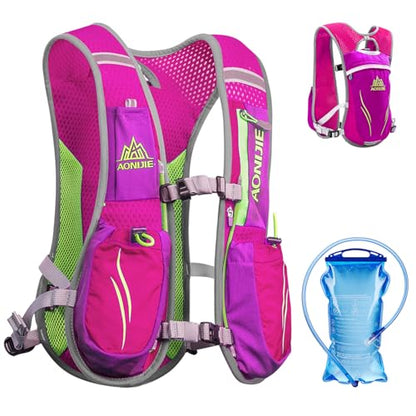 Azarxis Running Water Bottles Flask BPA Free Leakproof Hydration Vest Packs Waist Belt Replacement for Triathlon Marathon Hiking Cycling Climbing Runner - color: #5 Rose Red (5.5L) with a 1.5L Water Bladder