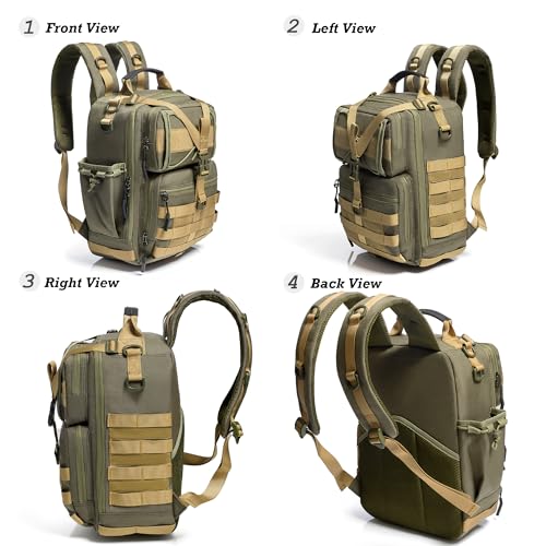NICGID Tactical Military Backpack Large Daypack Molle Army Assault Pack Bug Out Bag Water Resistant Travel Fishing Hiking Trekking Rucksack - color: Army Green-059, size: 14.1 inch