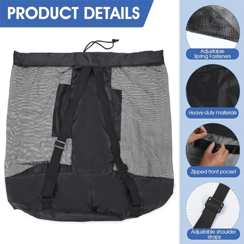 2 Pack Heavy Duty Soccer Ball Bag,Volleyball Ball Bag with Adjustable Strap,soccer Ball Bags for Coaches, Mesh Ball Bag for Holding Basketball, Volleyball, Baseball, Swimming Gear - color: Black-L