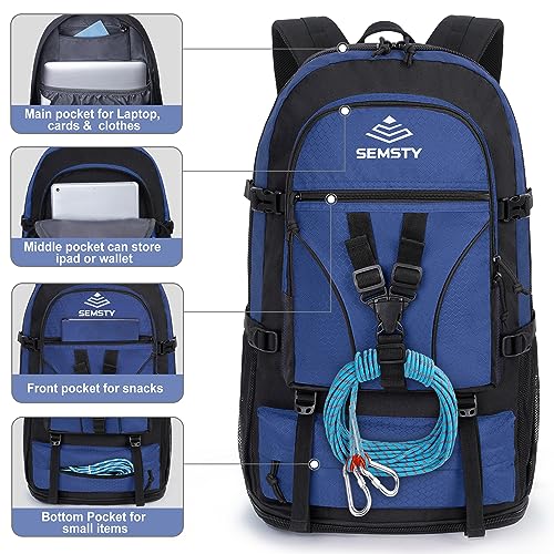 40L/50L Expandable Hiking Backpack for Men and Women, Travel Camping Backpack Flight Approved - color: 40l+10l Blue
